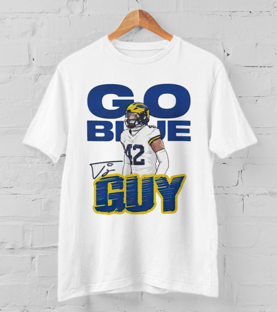 Go Blue Tj Guy 42 Football Player T-Shirt
