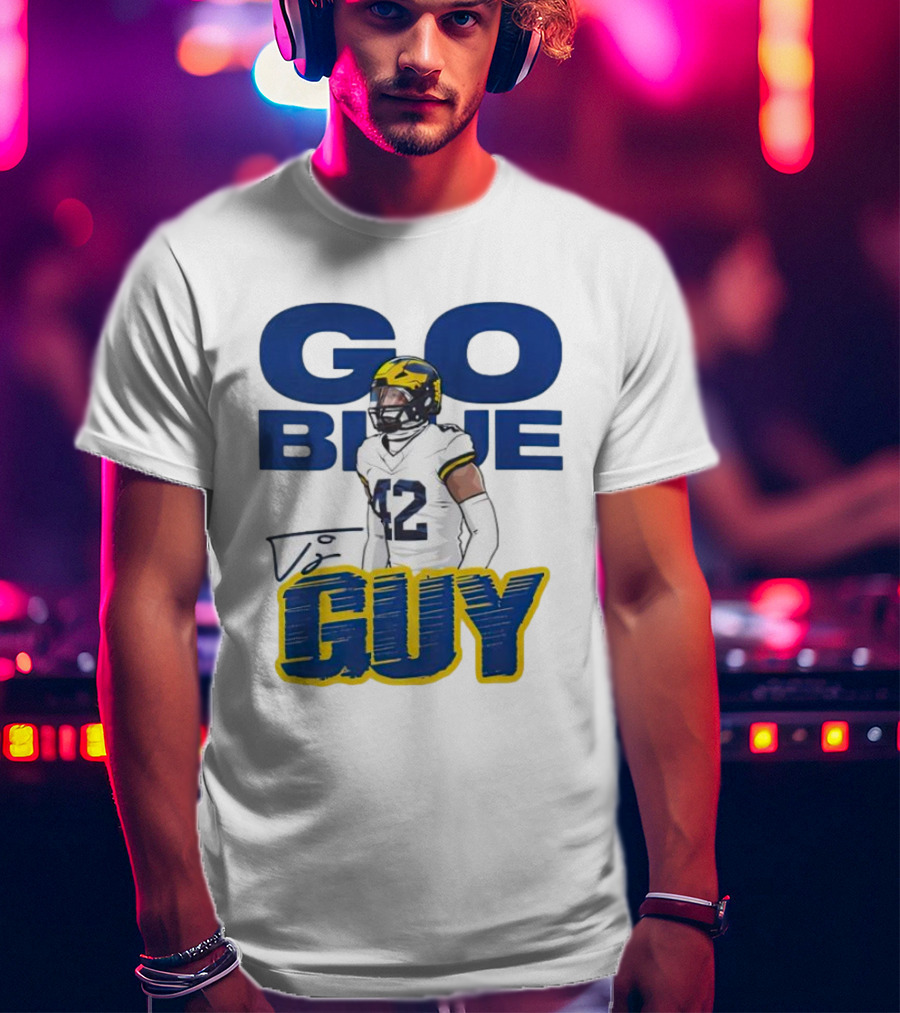 Go Blue Tj Guy 42 Football Player T-Shirt