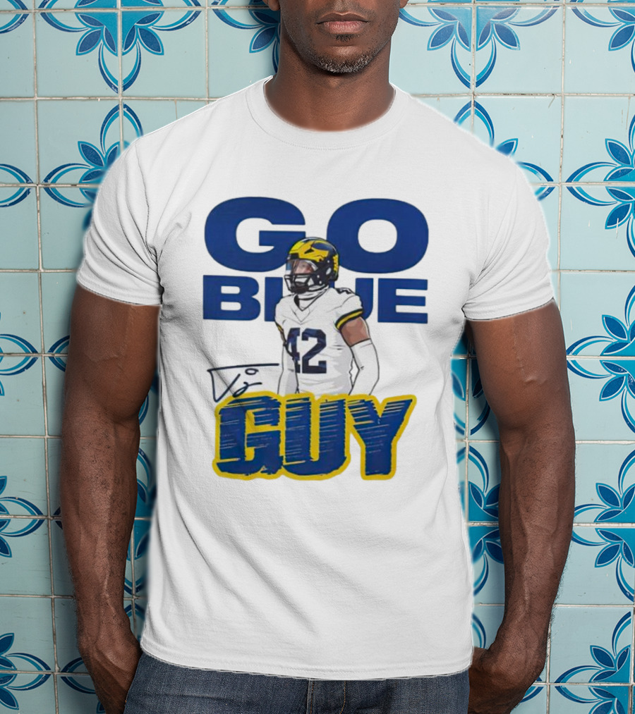 Go Blue Tj Guy 42 Football Player T-Shirt