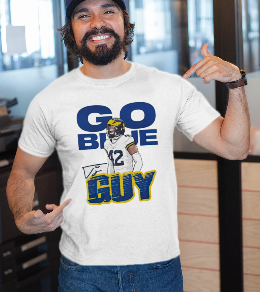 Go Blue Tj Guy 42 Football Player T-Shirt