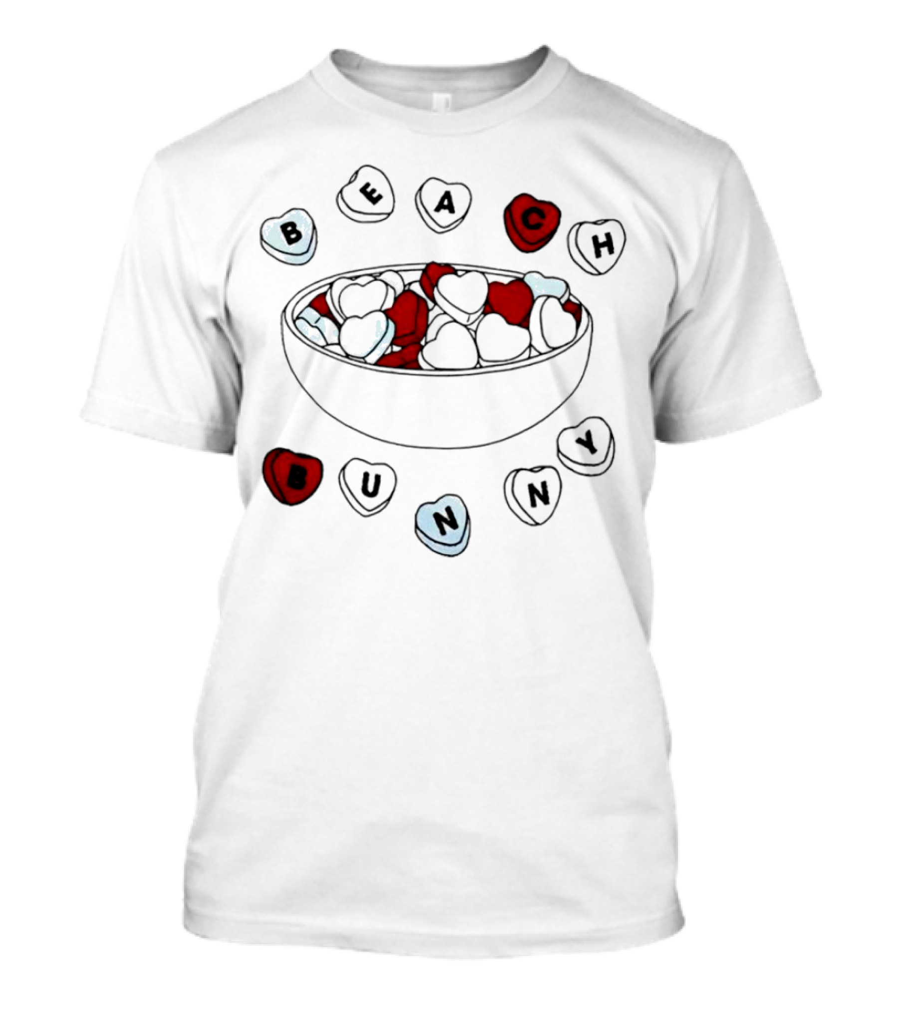 BEACH Bunny Heart Bowl With Red And Black Hearts T-Shirt
