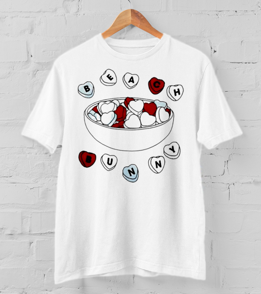 BEACH Bunny Heart Bowl With Red And Black Hearts T-Shirt