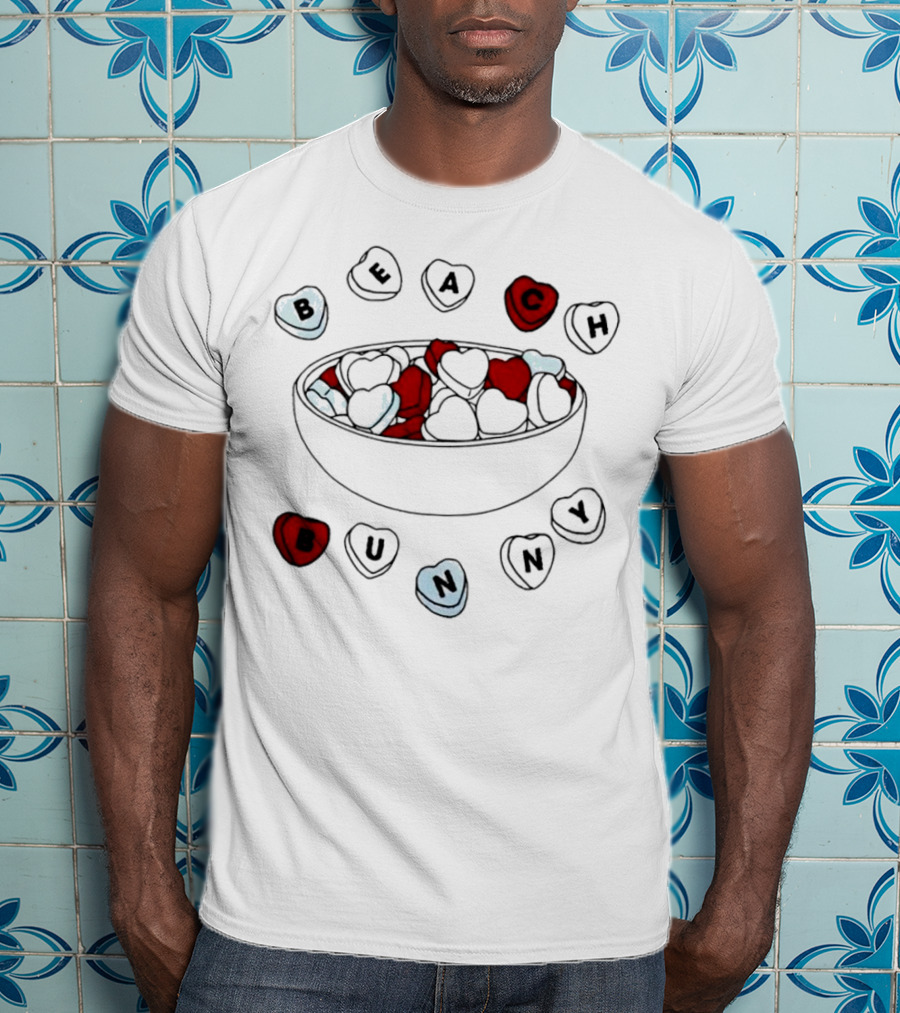 BEACH Bunny Heart Bowl With Red And Black Hearts T-Shirt