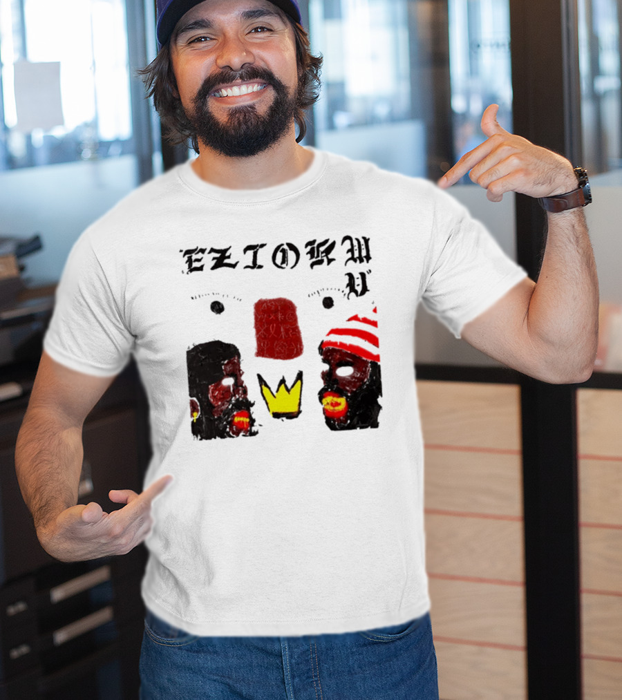 Eziokwu Mixtape Album Crowned Faces With Red Beanie And Glowing Accents T-Shirt