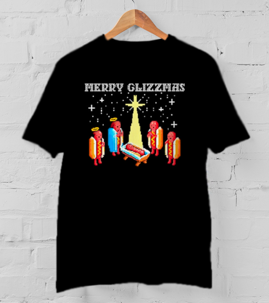 Merry Glizzmas Hot Dog Nativity Scene With Angels T-Shirt