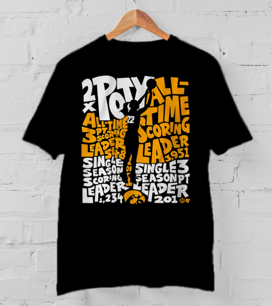 2X POTY Iowa All Time Scoring Leader 3951 Single Season Scoring Leader 1234 T-Shirt