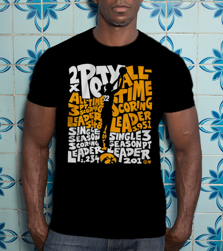 2X POTY Iowa All Time Scoring Leader 3951 Single Season Scoring Leader 1234 T-Shirt