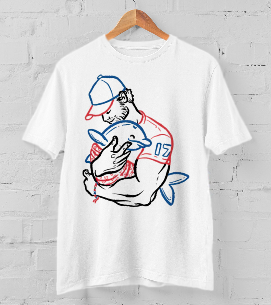 Dolphin I Love You Dad 17 Baseball Player Hugging Child's Plush Toy T-Shirt