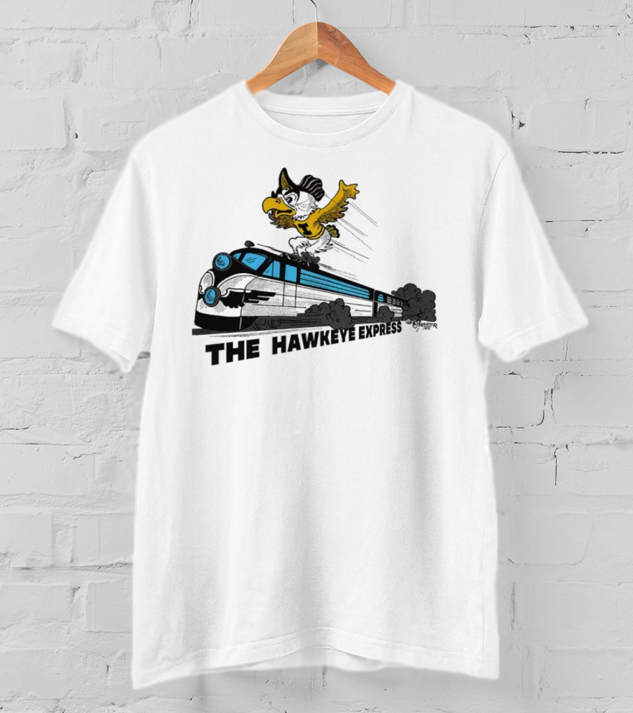 Iowa Hawkeyes The Hawkeye Express Train With Flying Mascot T-Shirt