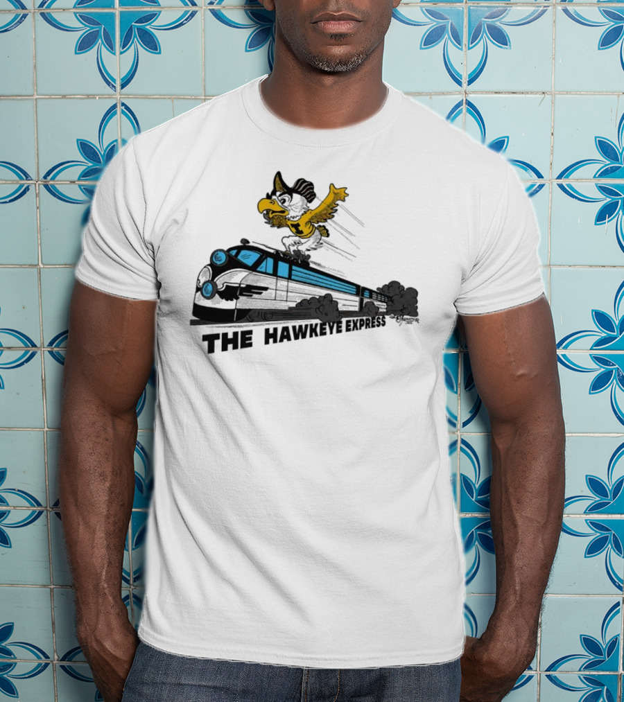 Iowa Hawkeyes The Hawkeye Express Train With Flying Mascot T-Shirt