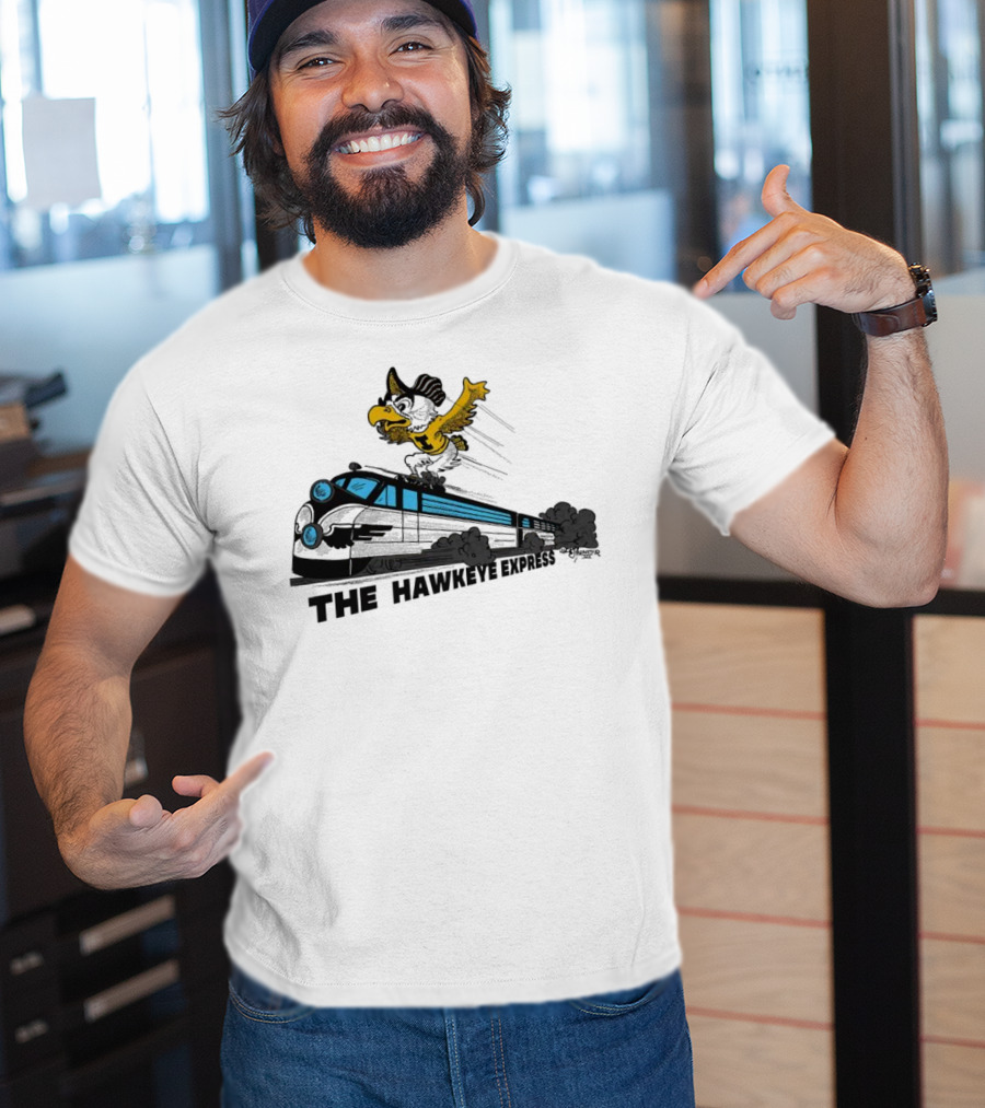 Iowa Hawkeyes The Hawkeye Express Train With Flying Mascot T-Shirt