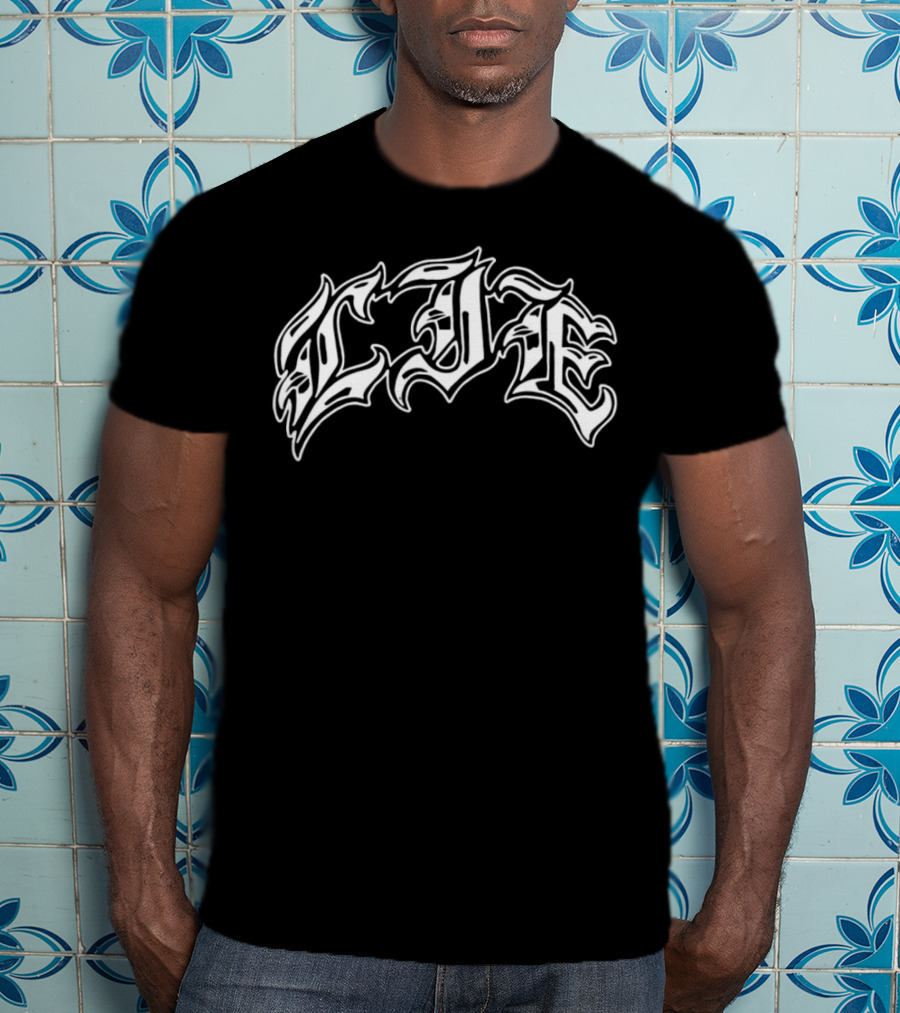 LIE Latinos Run Hardcore Gothic Styled Text T-Shirt