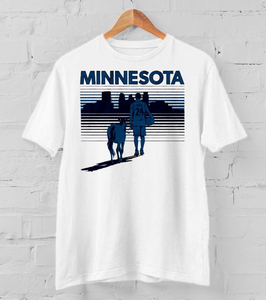 Minnesota Basketball 24 Bring Ya Ass Player And Dog With City Skyline T-Shirt