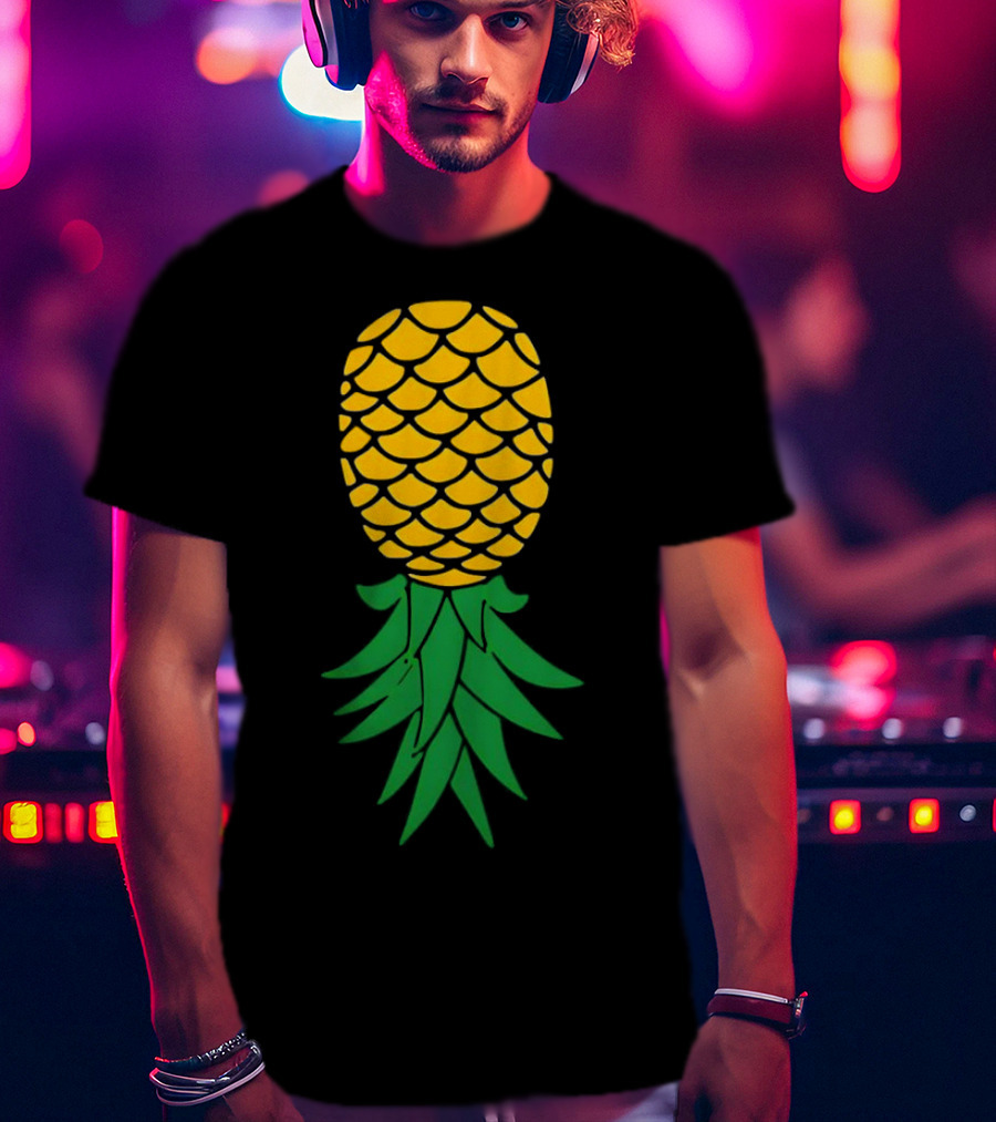Upside Down Pineapple Yellow Green Scales T-Shirt