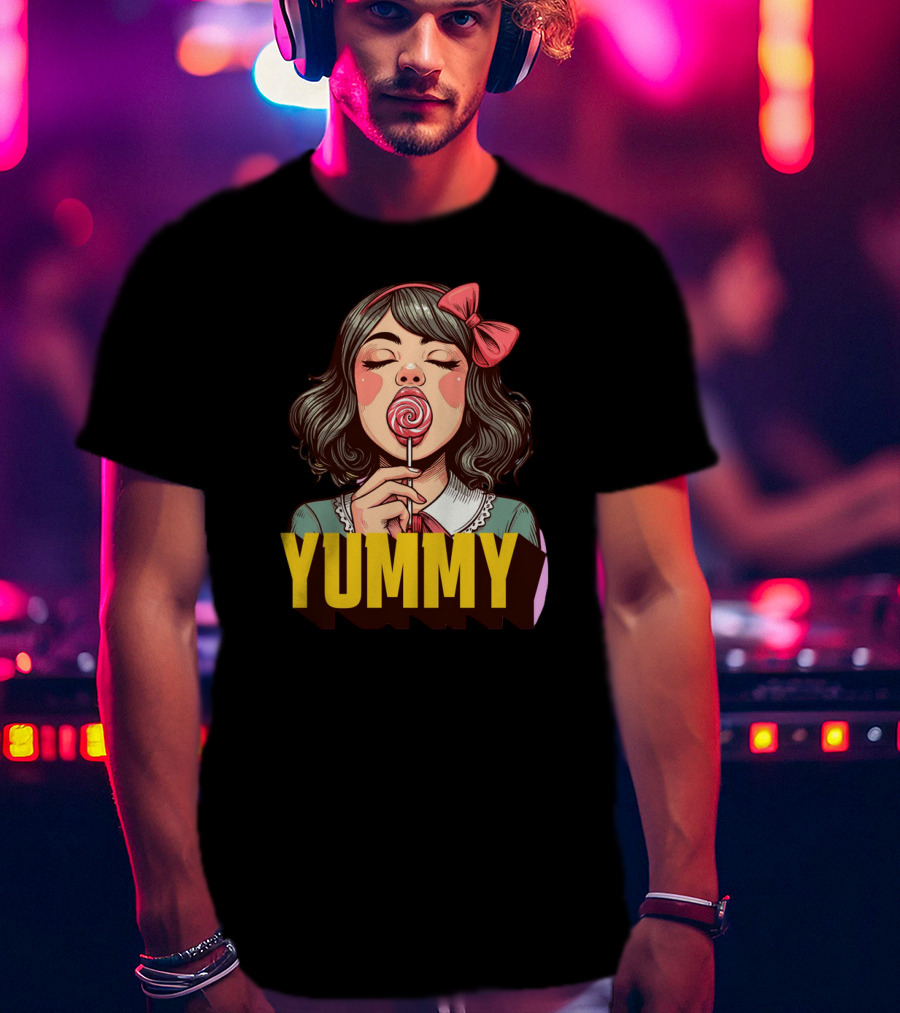 Yummy Girl With Lollipop Pop T-Shirt