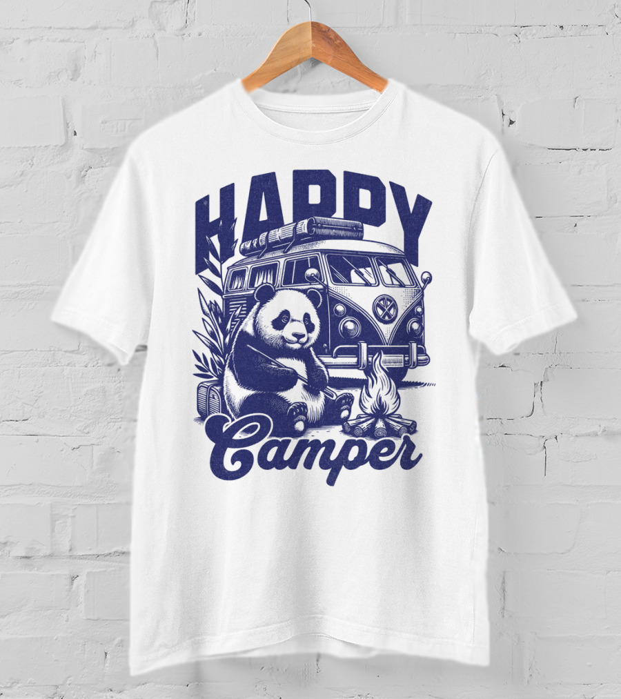 Happy Camper Panda By Van And Campfire Vintage T-Shirt