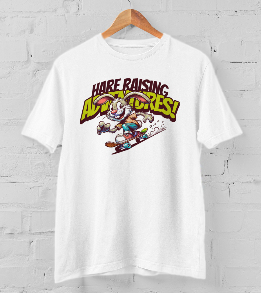 Hare Raising Adventures Skateboarding Rabbit T-Shirt