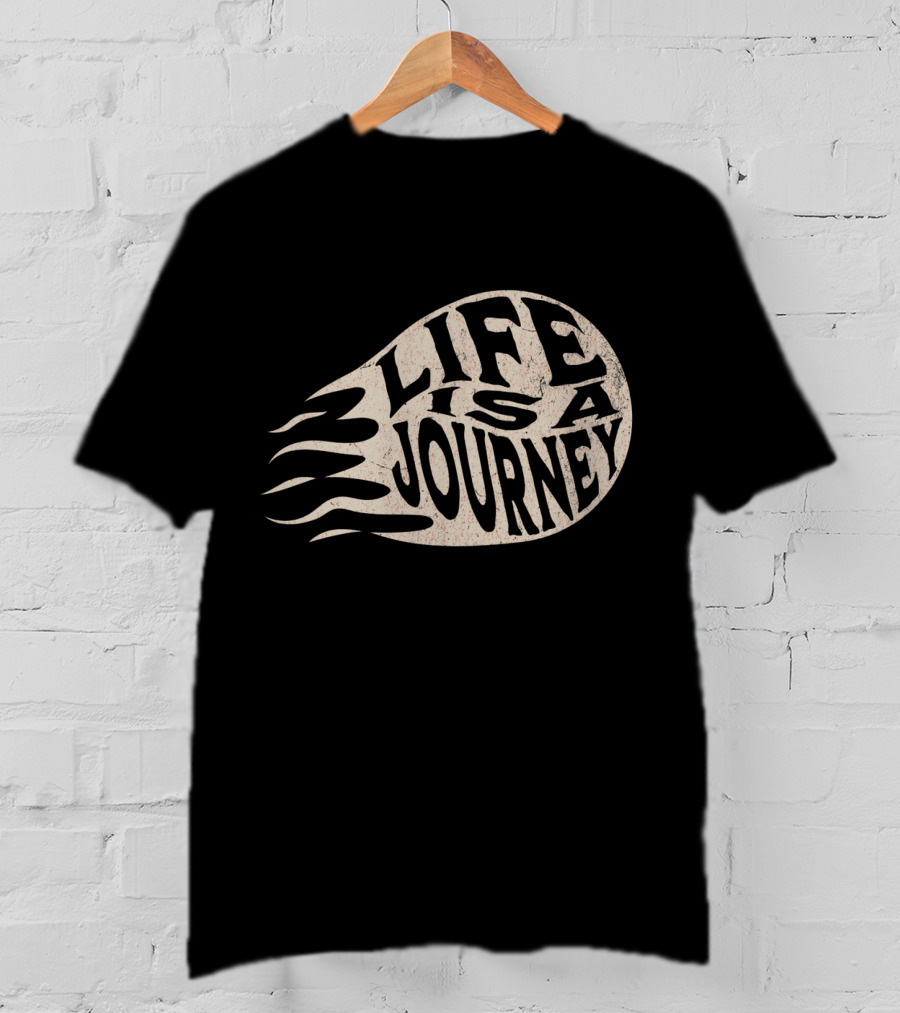 Life Is A Journey Flame-Inspired Text T-Shirt