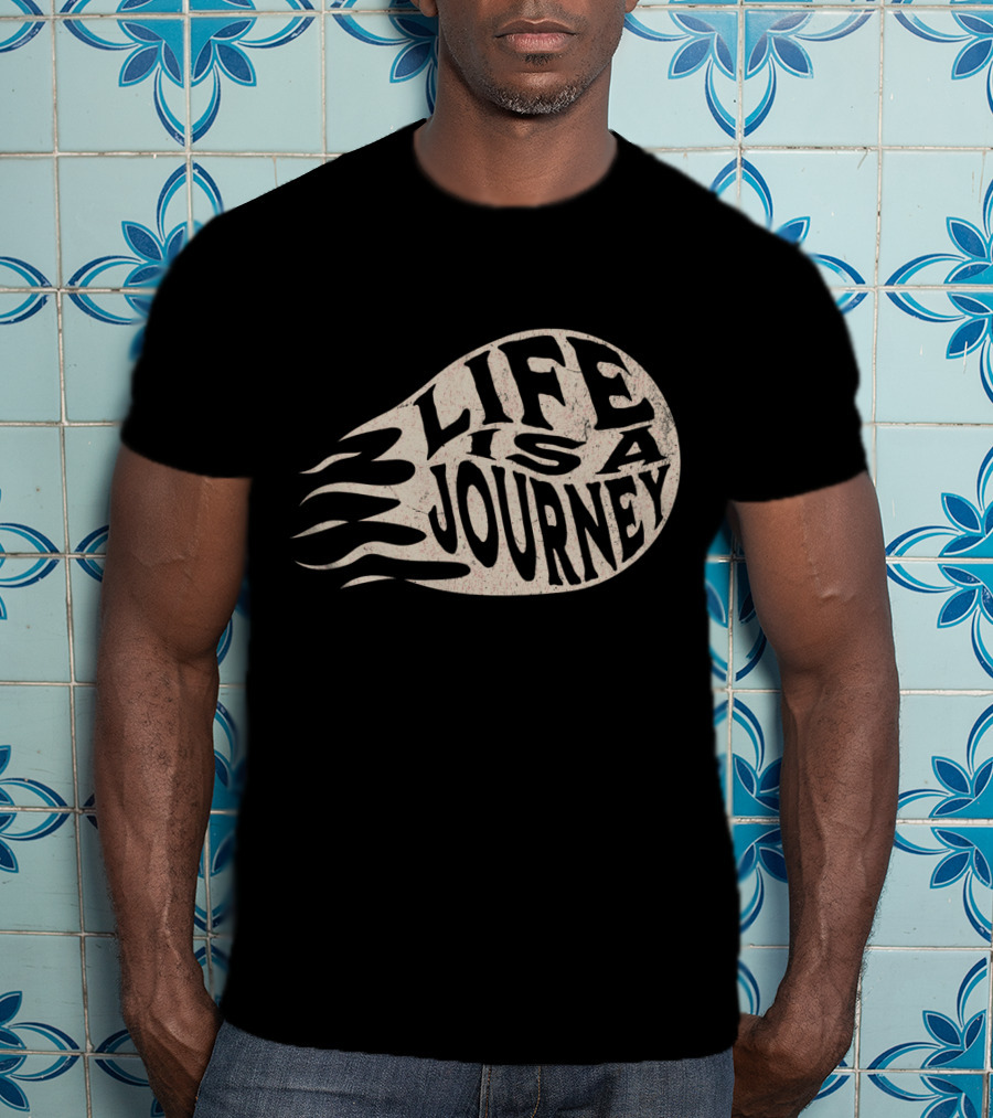 Life Is A Journey Flame-Inspired Text T-Shirt