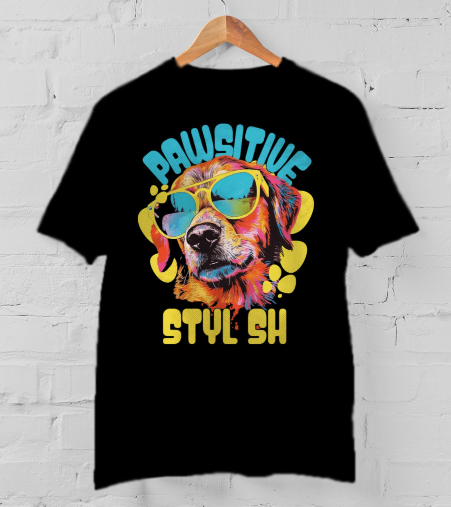 Pawsitive Styl Sh Sunglasses Retro Dog T-Shirt