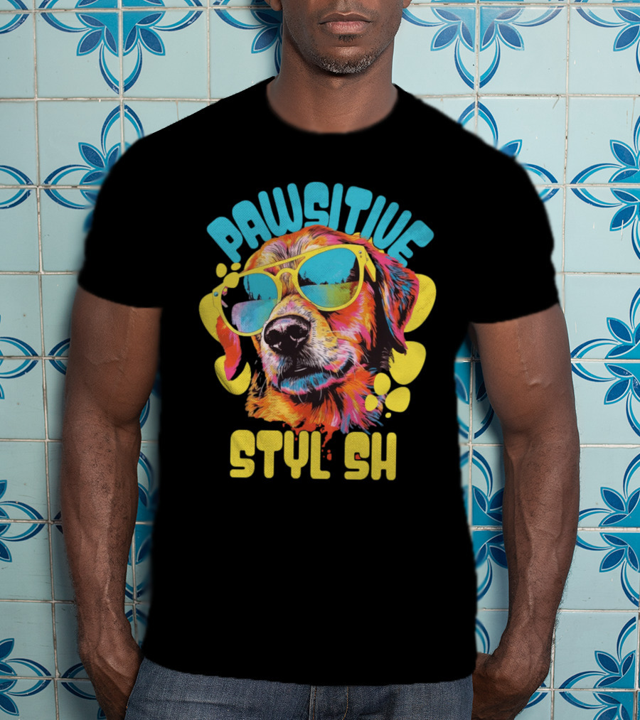 Pawsitive Styl Sh Sunglasses Retro Dog T-Shirt