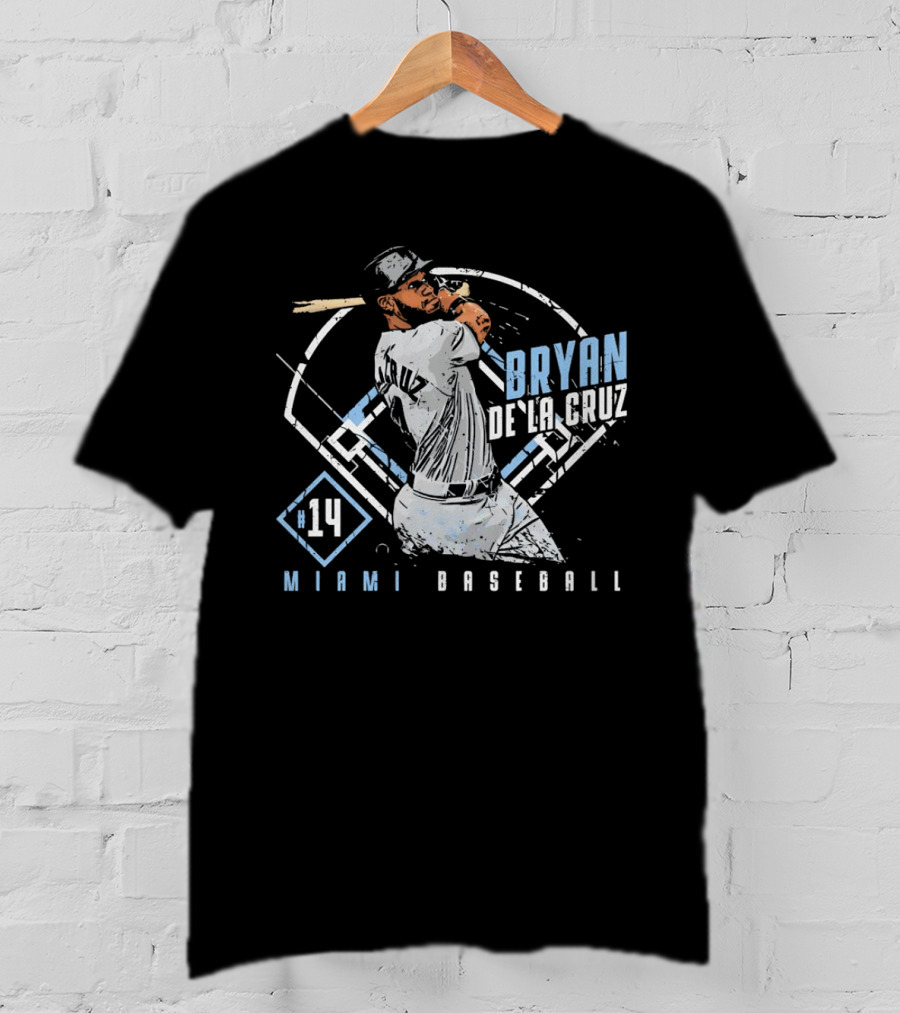 Bryan De La Cruz Miami Baseball #14 Cartoon T-Shirt