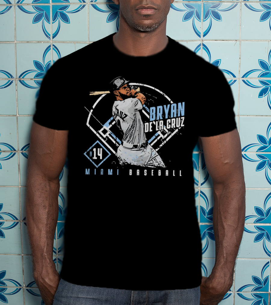 Bryan De La Cruz Miami Baseball #14 Cartoon T-Shirt