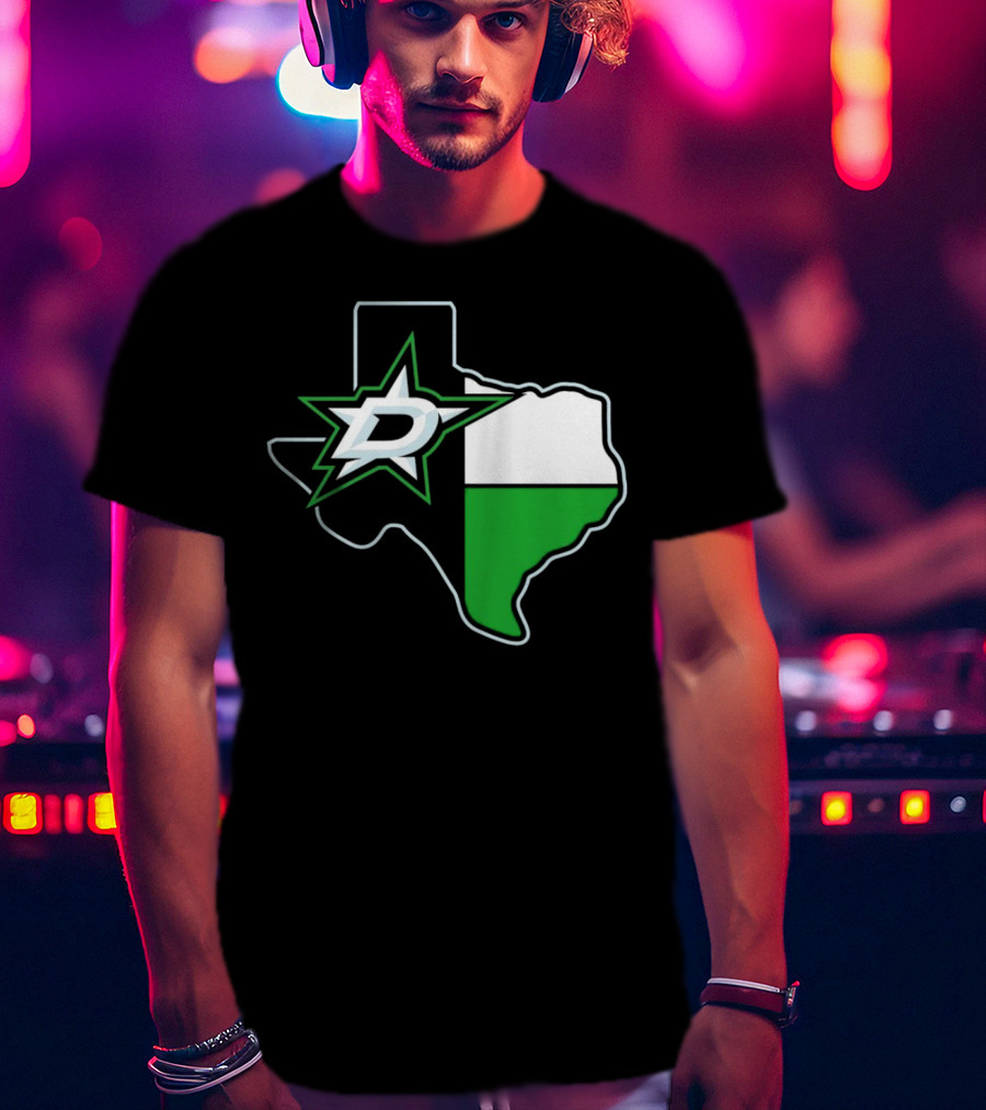 Dallas Stars NHL Texas Outline And Emblem T-Shirt