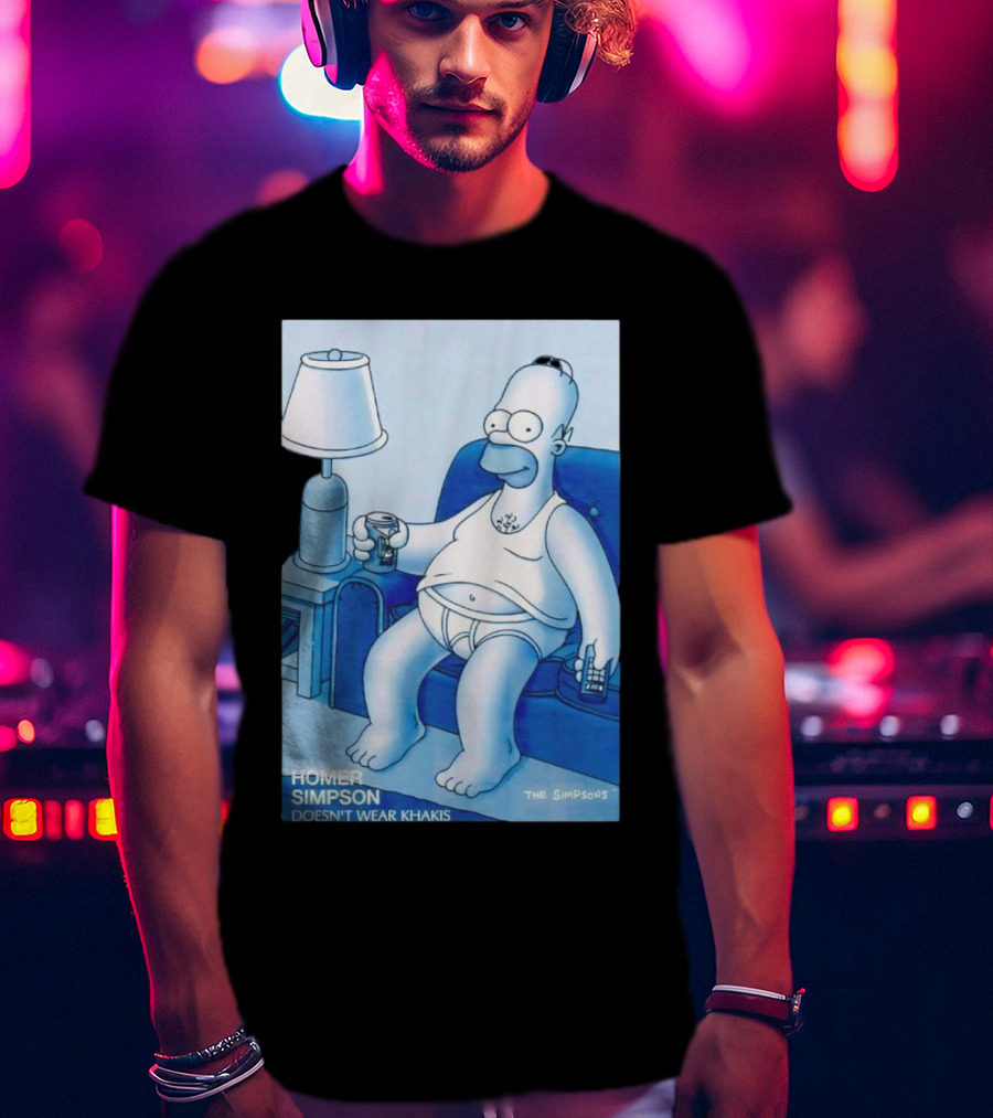 Homer Simpson Relaxing At Home With Drink And Remote Control T-Shirt