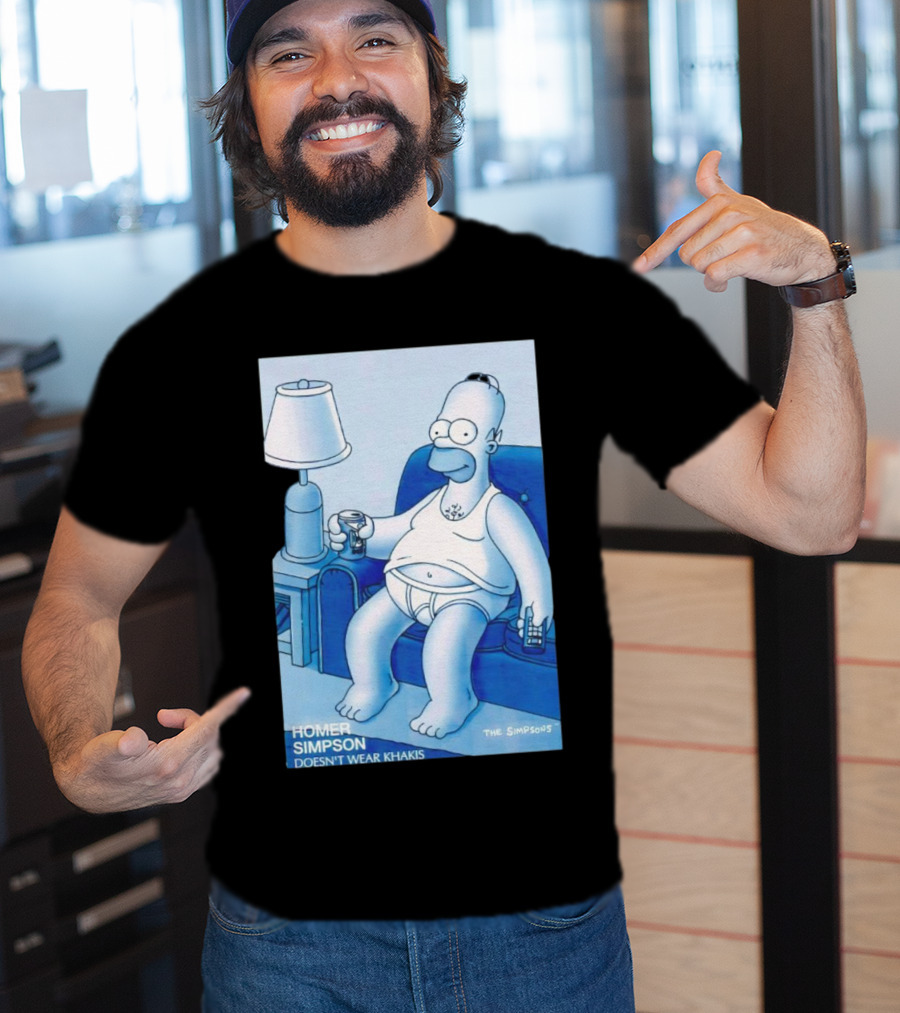 Homer Simpson Relaxing At Home With Drink And Remote Control T-Shirt