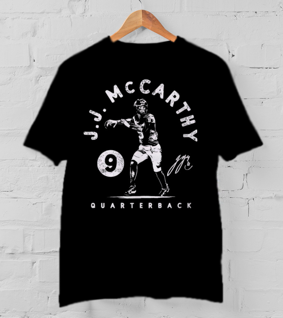 J.J. McCarthy Quarterback 9 Signature Football Player T-Shirt