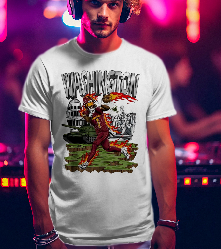 Washington Commanders Jahan Dotson Football Cartoon Capitol Tank Lincoln Fire T-Shirt
