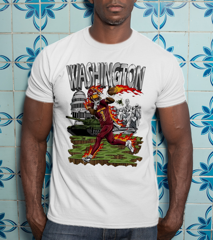 Washington Commanders Jahan Dotson Football Cartoon Capitol Tank Lincoln Fire T-Shirt