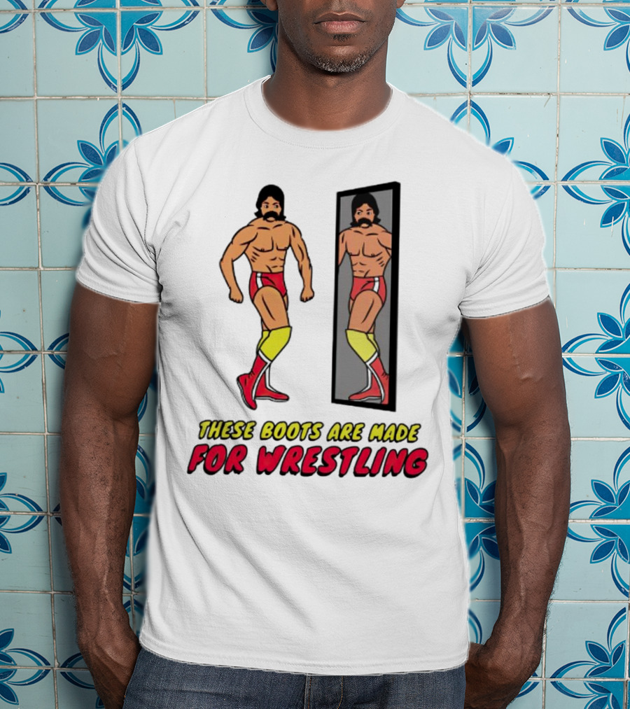 These Boots Are Made For Wrestling Reflective Wrestler Mirror Image T-Shirt