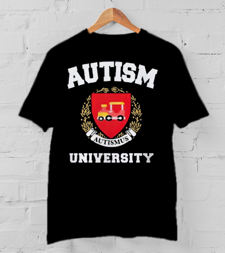 Autismus University Autism Joke Shield With Toy Car Crest T-Shirt
