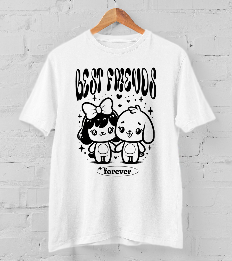 Best Freuds Forever Cute Characters With Bow And Dog T-Shirt