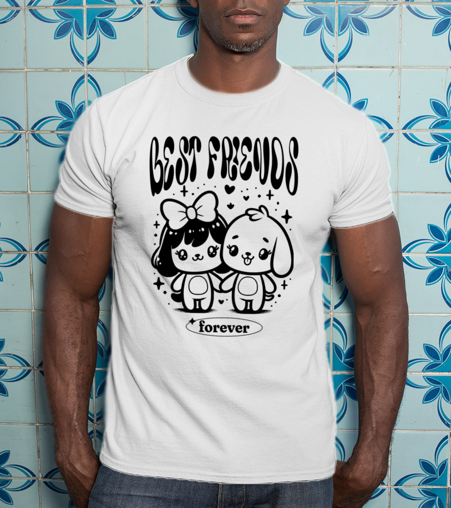 Best Freuds Forever Cute Characters With Bow And Dog T-Shirt