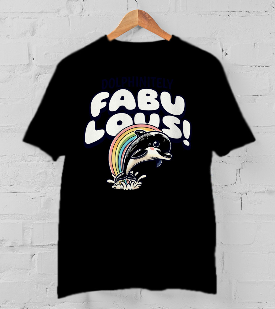 Dolphinitely Fabulous Rainbow Dolphin Splash T-Shirt