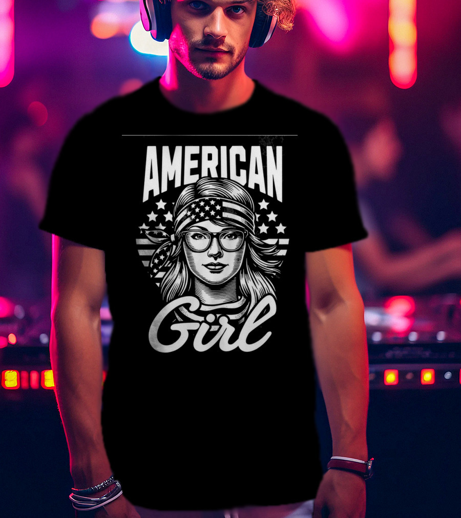 American Girl Stars And Stripes Bandana And Glasses T-Shirt