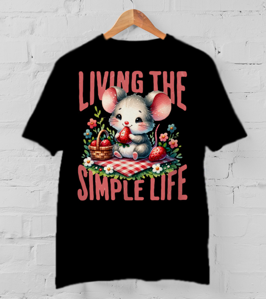 Living The Simple Life Cottagecore Picnic Mouse T-Shirt