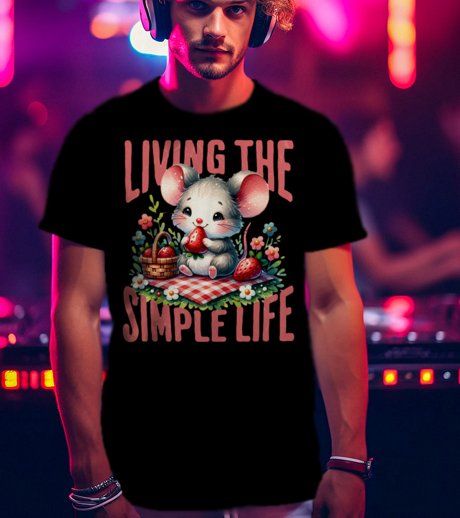 Living The Simple Life Cottagecore Picnic Mouse T-Shirt