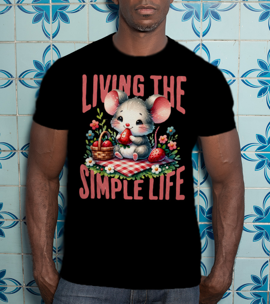 Living The Simple Life Cottagecore Picnic Mouse T-Shirt