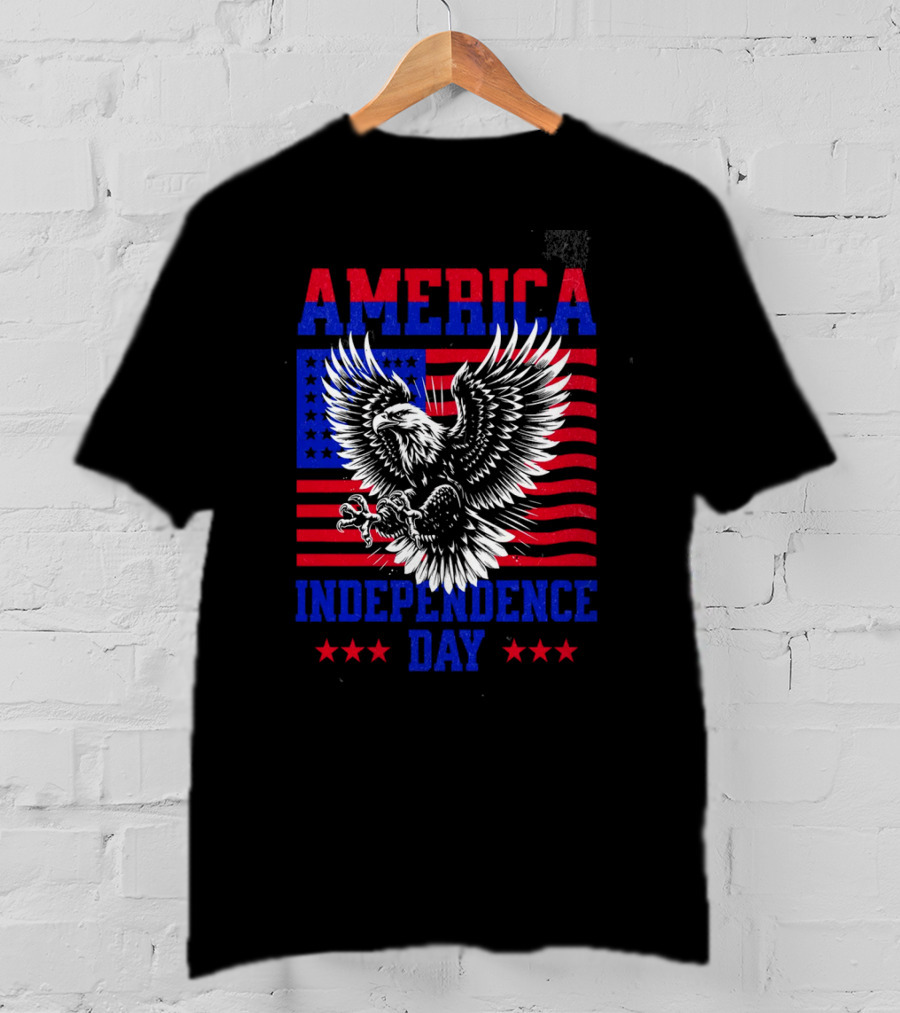 America Independence Day Eagle Flag Stars T-Shirt