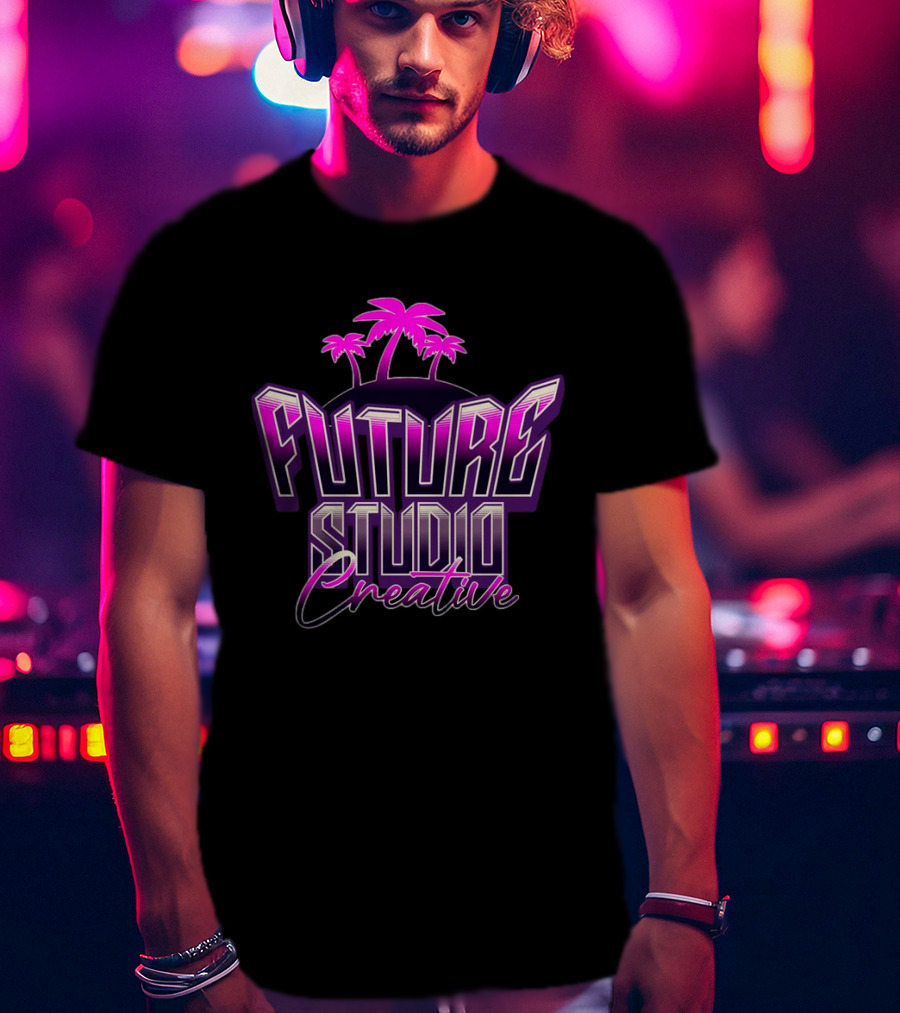 Future Studio Creative Synthwave Neon Palms T-Shirt