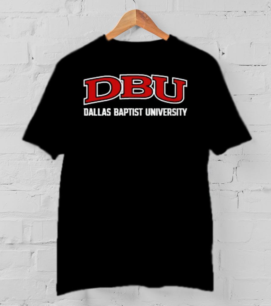 DBU Dallas Baptist University Bold Red And White Typography T-Shirt