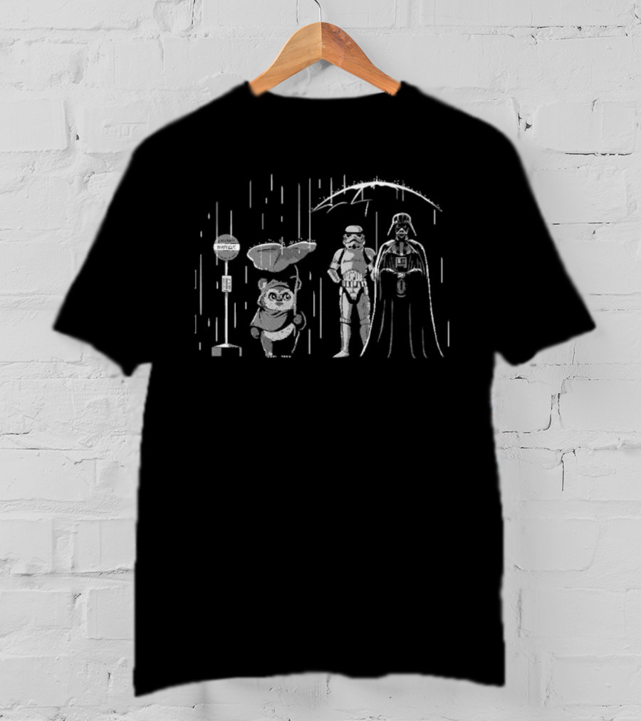 Ewok Stormtrooper Darth Vader My Neighbor Totoro Crossover Dark Side Neighbor T-Shirt