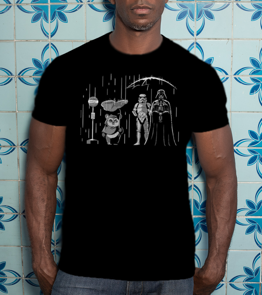 Ewok Stormtrooper Darth Vader My Neighbor Totoro Crossover Dark Side Neighbor T-Shirt