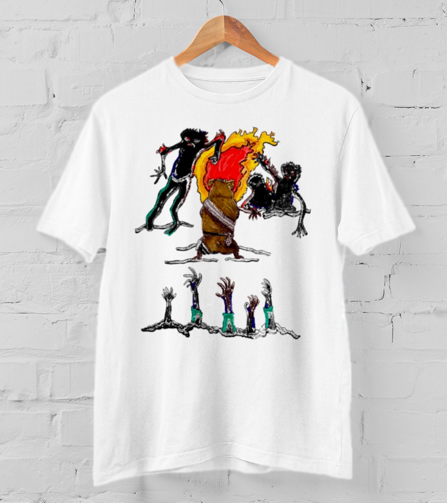 Hamster Of The Apocalypse Surrounded By Flaming Shadows T-Shirt