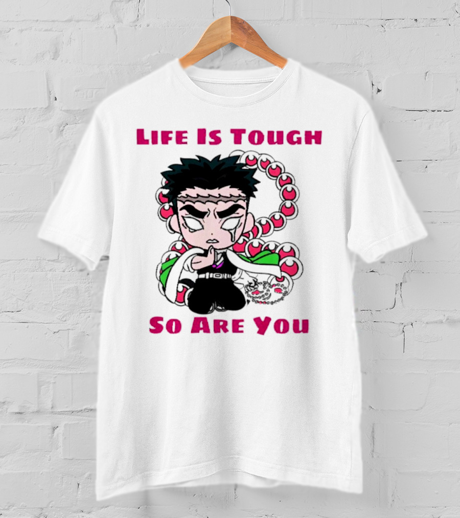 Life Is Tough So Are You Anime Character With Beads And Green Accents T-Shirt