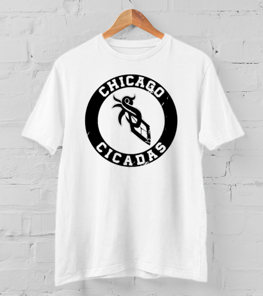 Chicago Cicadas Baseball Team Logo Black Circle T-Shirt